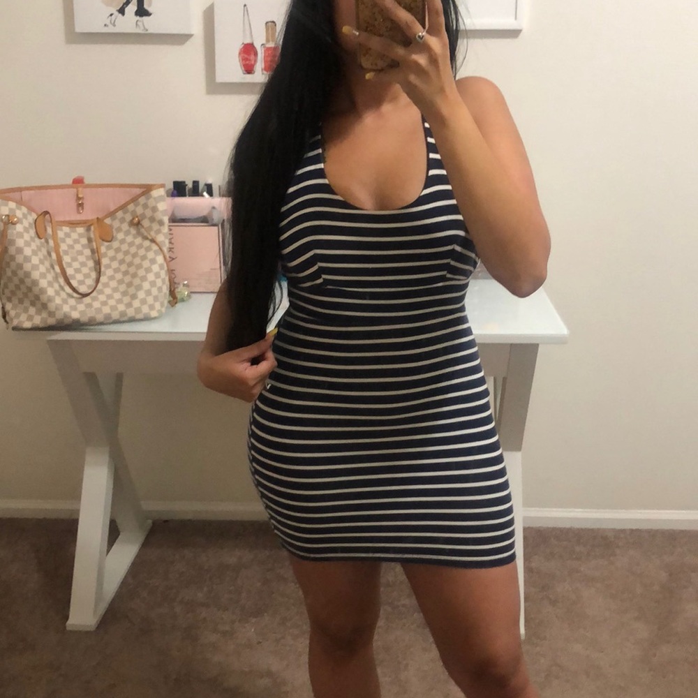 Striped navy blue dress